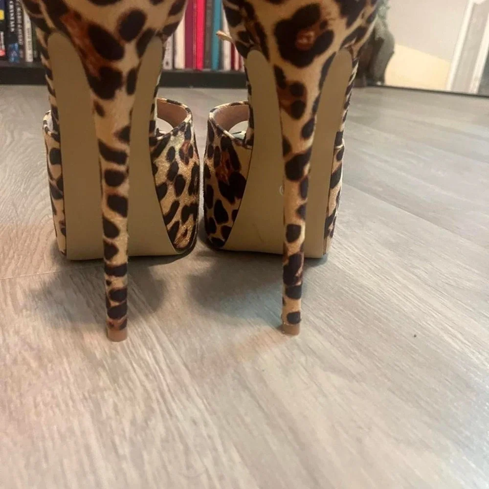 Leopard print platform heels 6 inch sexy Y2k